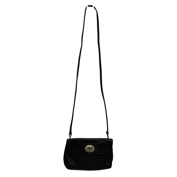 Fossil Black Pebbled Leather Crossbody Small Keyhole Lock - Picture 1 of 6